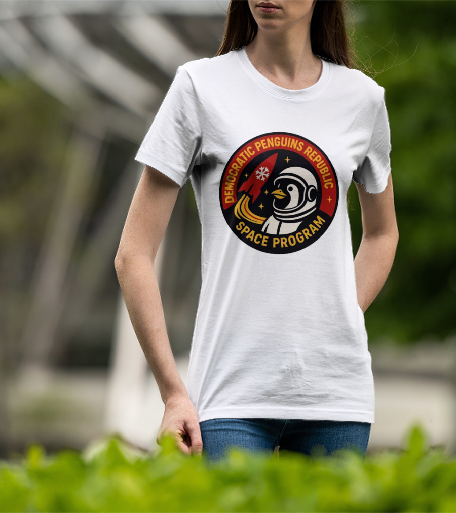 Democratic Penguins Republic Space Program Astronaut Penguin Rocket T-Shirt