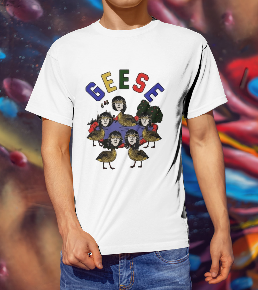 Geese Faces In Pond With Colorful Letters T-Shirt