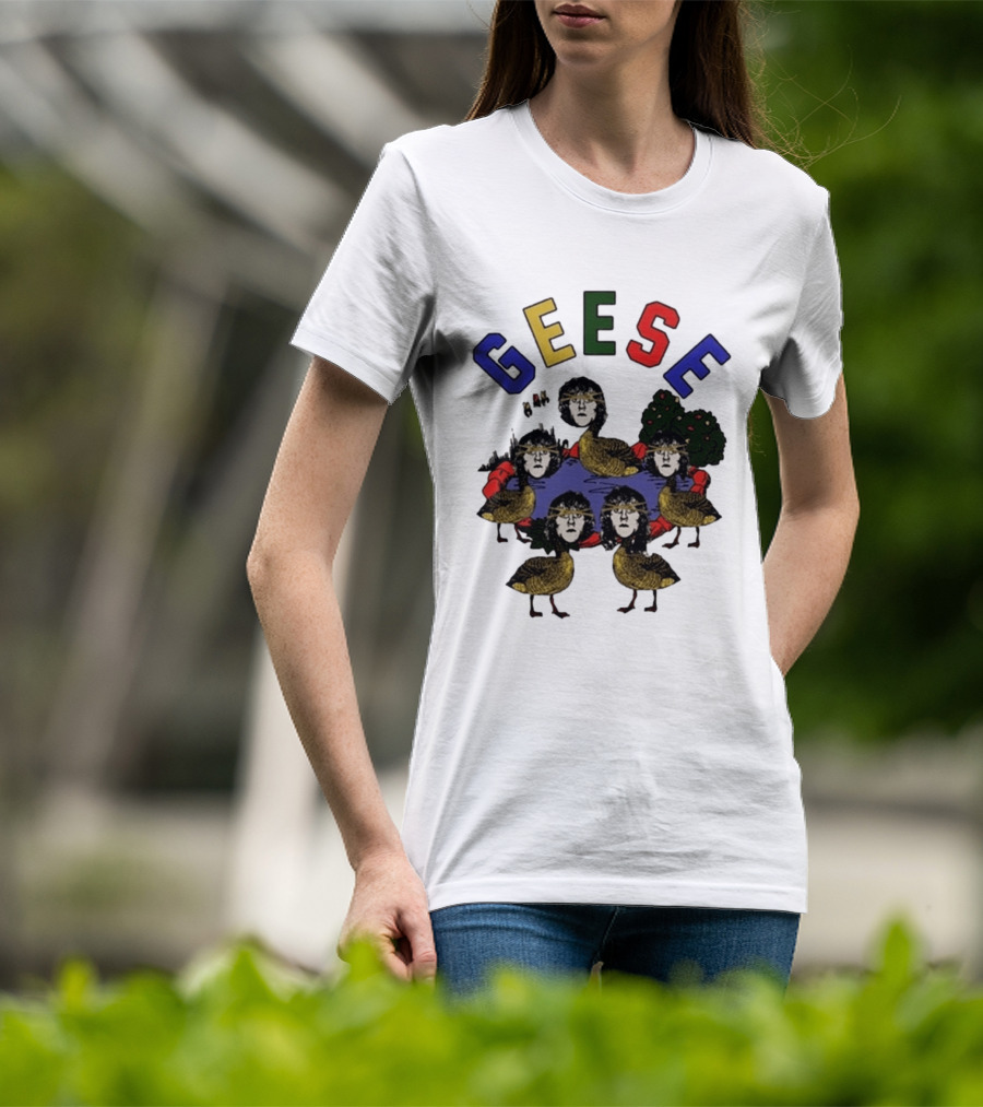 Geese Faces In Pond With Colorful Letters T-Shirt