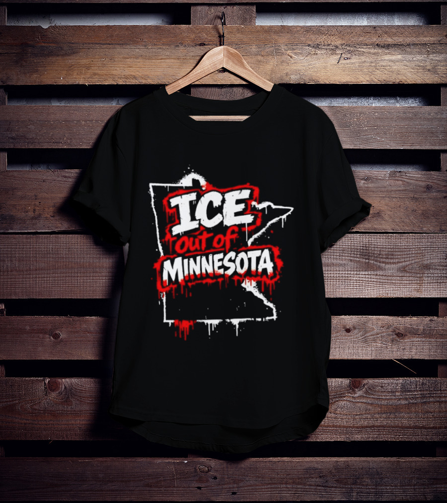 ICE Out Of Minnesota Bloody Map T-Shirt