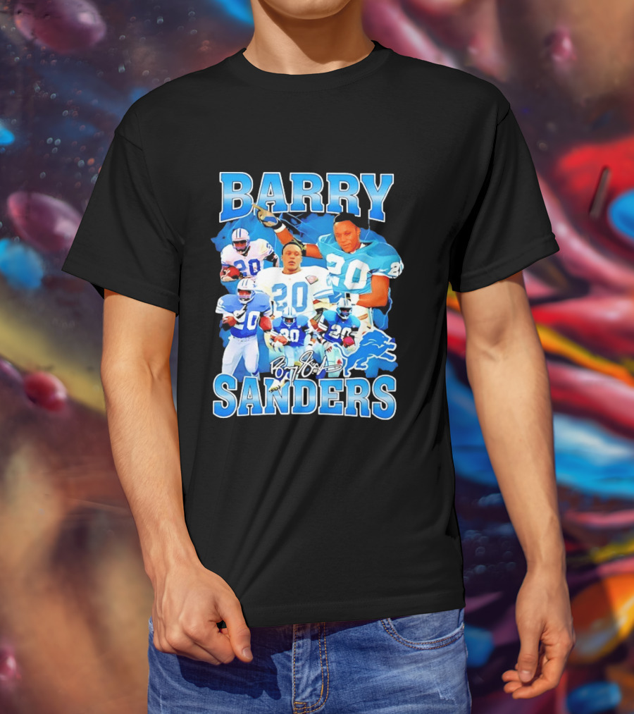 Barry Sanders 20 Detroit Lions Legend NFL Running Back Football T-Shirt