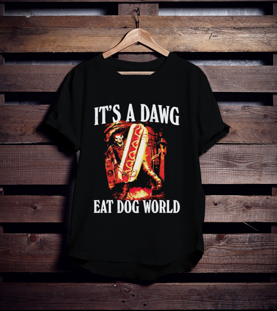 Grim Reaper With Hotdog It's A Dawg Eat Dog World T-Shirt