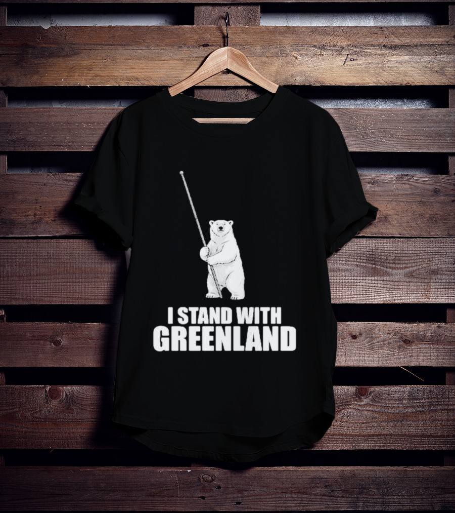 I Stand With Greenland Polar Bear Holding Staff T-Shirt