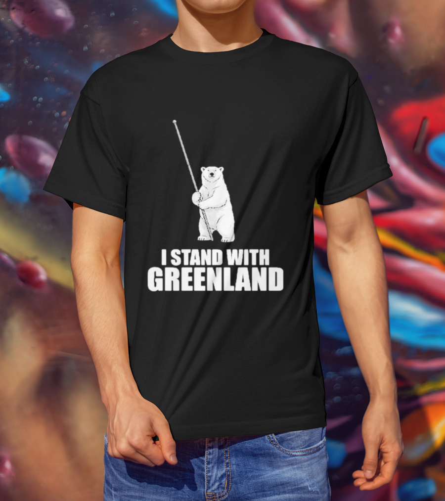 I Stand With Greenland Polar Bear Holding Staff T-Shirt
