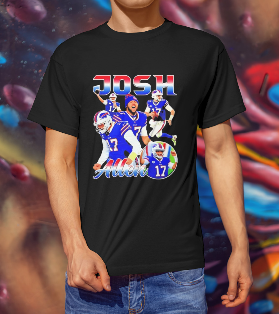JOSH Allen Buffalo Bills Player 17 Collage 2026 T-Shirt