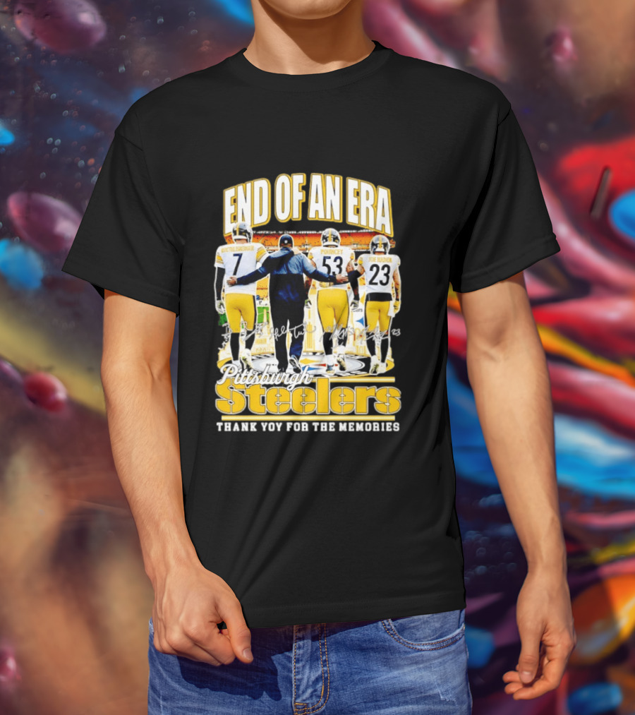 Pittsburgh Steelers End Of An Era Thank You For The Memories Ben Roethlisberger Maurkice Pouncey Joe Haden T-Shirt