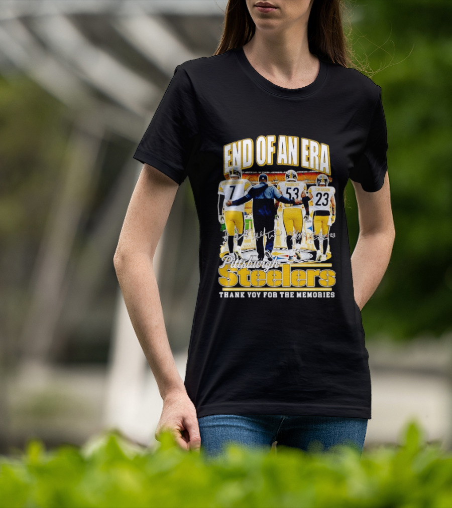 Pittsburgh Steelers End Of An Era Thank You For The Memories Ben Roethlisberger Maurkice Pouncey Joe Haden T-Shirt