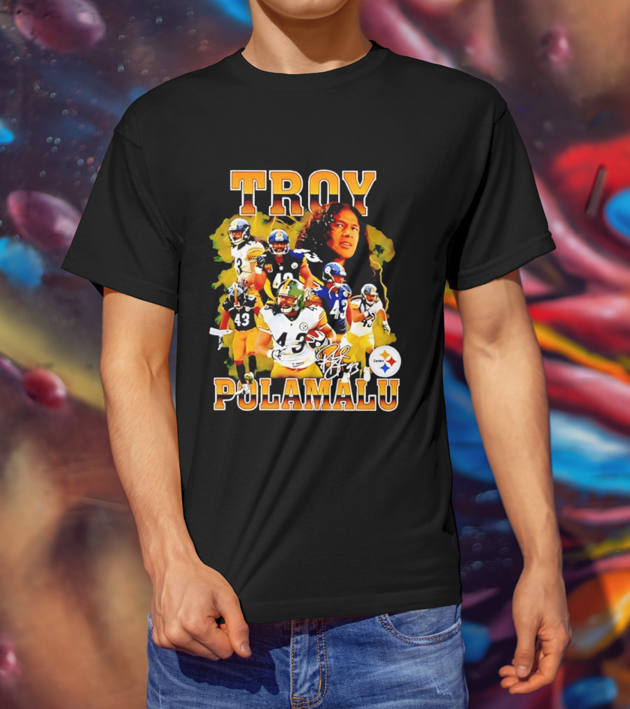 Troy Polamalu 43 Pittsburgh Steelers Collage 2026 T-Shirt