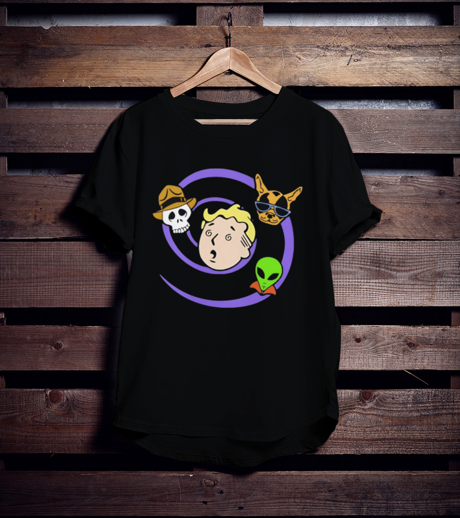 Vault Boy Wild Wasteland Skull Alien Dog T-Shirt