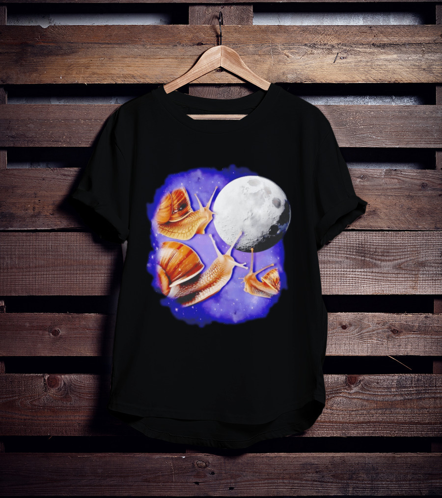 Yearning Snails Moon Cosmic Dreamscape Snail Galaxy T-Shirt