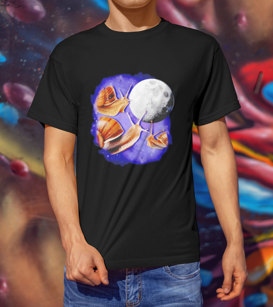 Yearning Snails Moon Cosmic Dreamscape Snail Galaxy T-Shirt