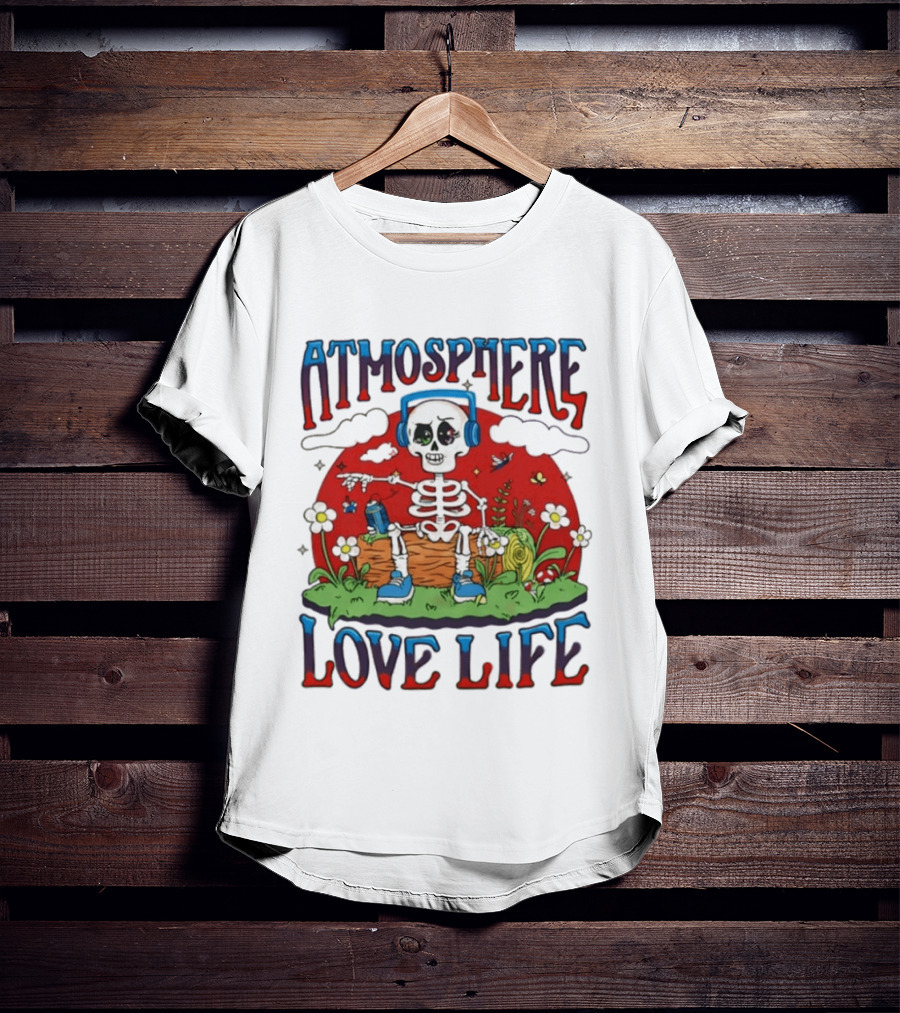 Atmosphere Love Life Skeleton Headphones Nature Scene T-Shirt