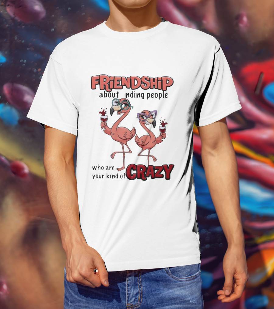 FRIENDSHIP About Finding People Who Are Your Kind Of CRAZY Flamingo Humor T-Shirt