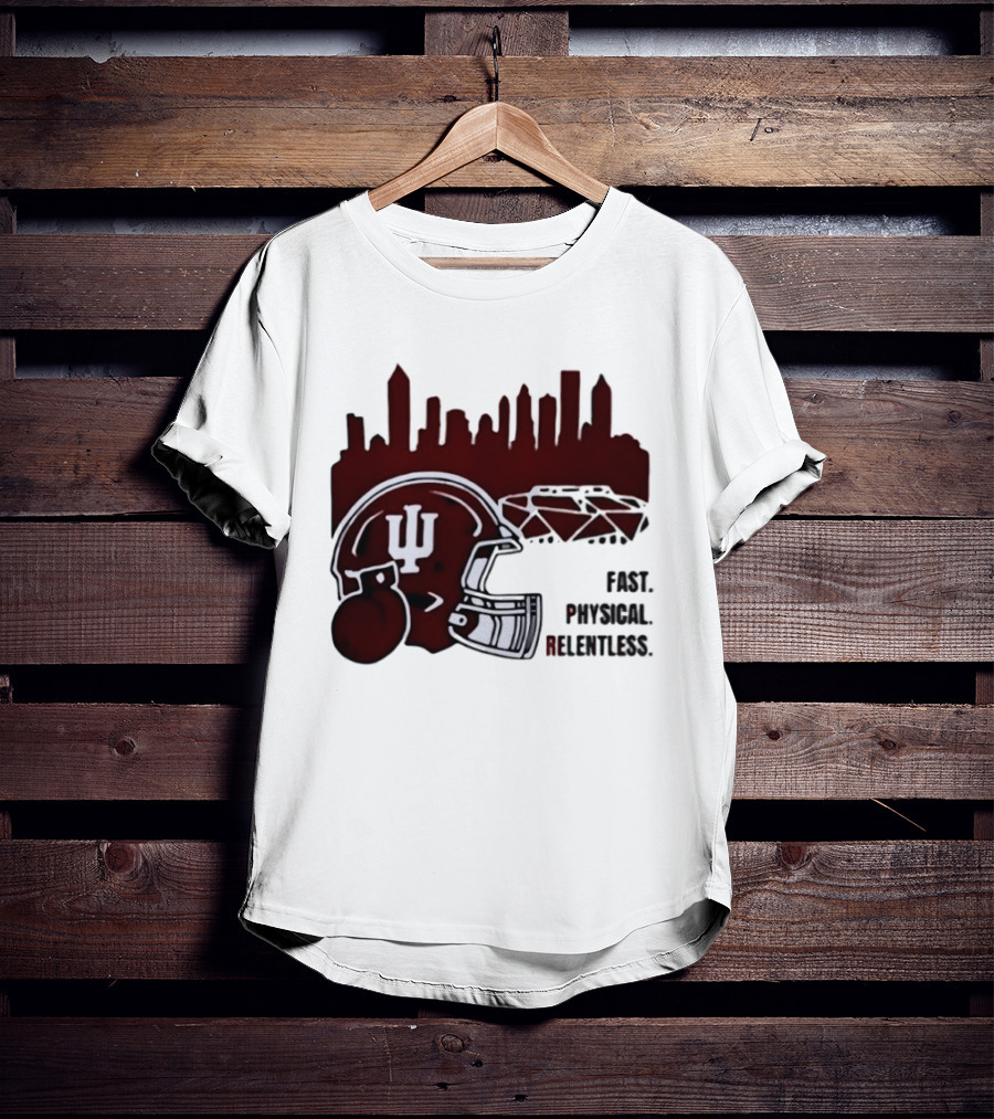 Indiana Hoosiers Helmet City Skyline Fast Physical Relentless T-Shirt
