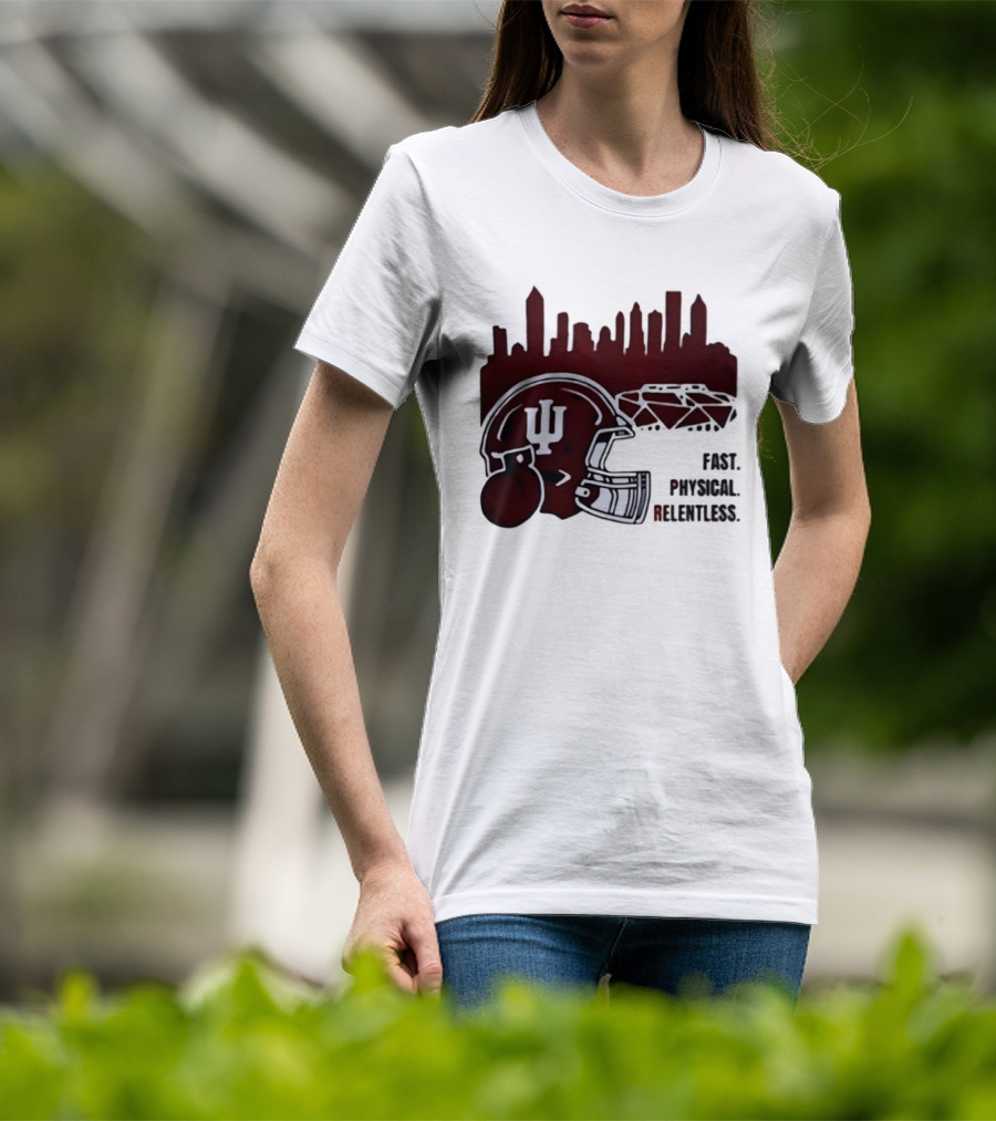 Indiana Hoosiers Helmet City Skyline Fast Physical Relentless T-Shirt