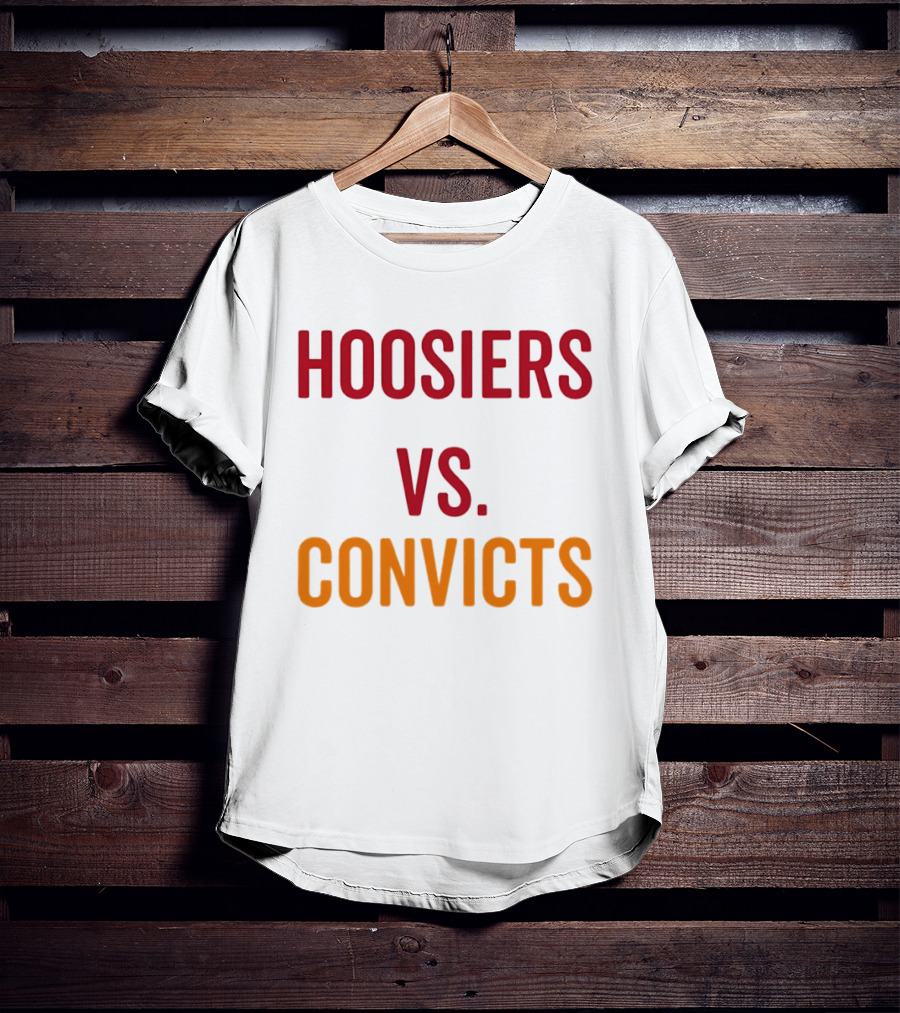 Indiana Hoosiers Vs Miami Hurricanes Hoosiers Vs Convicts Football 2026 T-Shirt