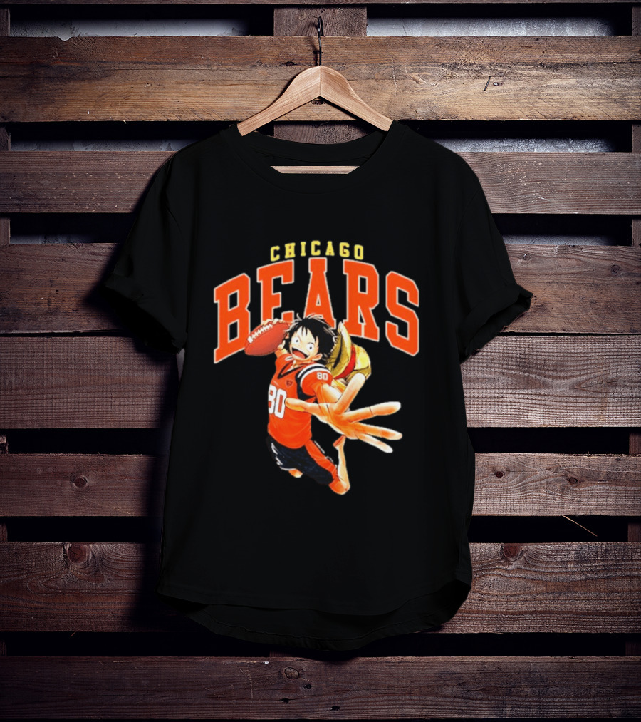 Chicago Bears One Piece Crossover Luffy Football Collaboration T-Shirt