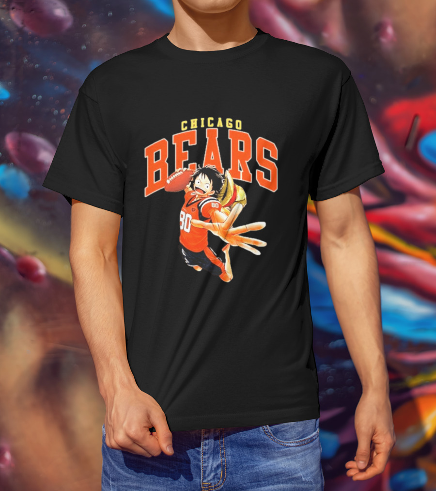 Chicago Bears One Piece Crossover Luffy Football Collaboration T-Shirt