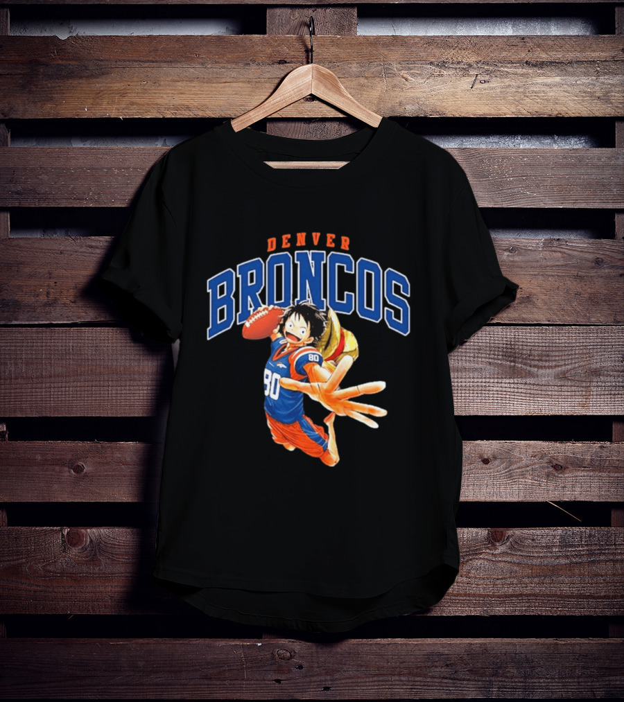 Denver Broncos One Piece Crossover Luffy Football Fan Gear T-Shirt