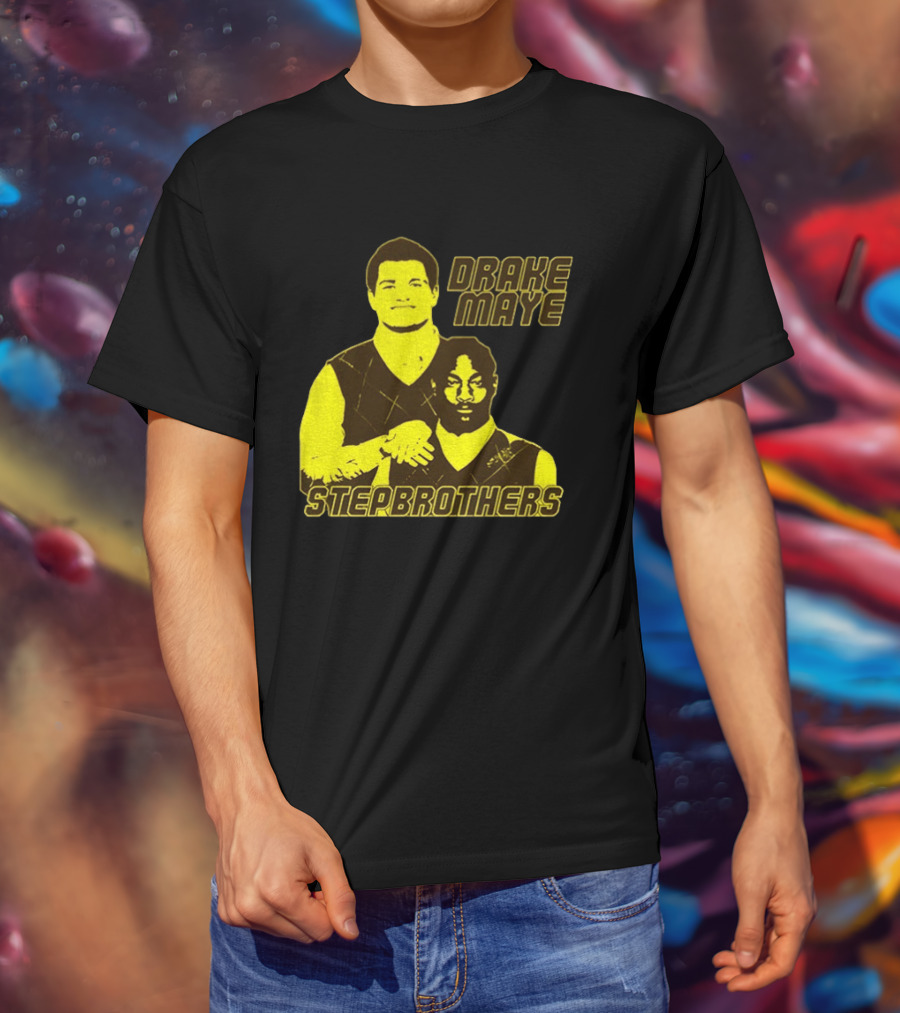 Drake Maye New England Patriots Step Brothers Football Collaboration T-Shirt