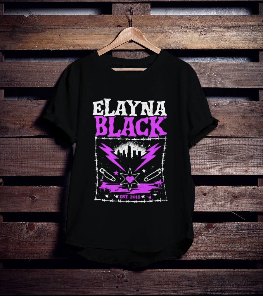 Elayna Black Heart Star Lightning Est 2018 T-Shirt