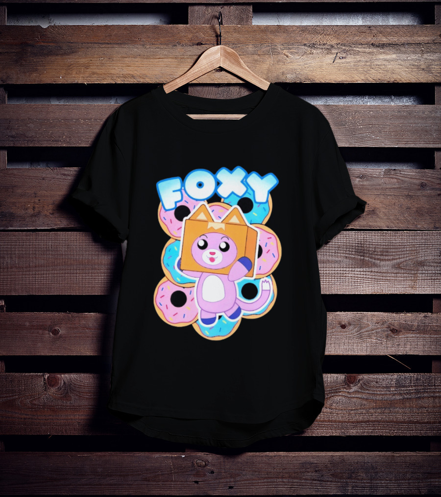 LankyBox Foxy Pink Donuts Fun Cartoon T-Shirt