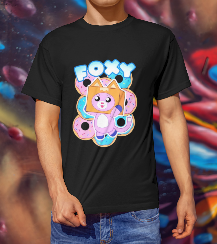 LankyBox Foxy Pink Donuts Fun Cartoon T-Shirt