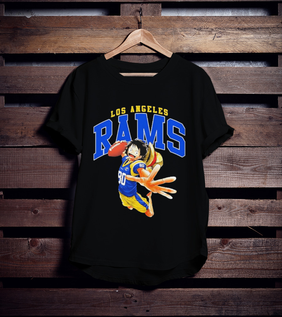 Los Angeles Rams One Piece Crossover Luffy NFL Collaboration T-Shirt