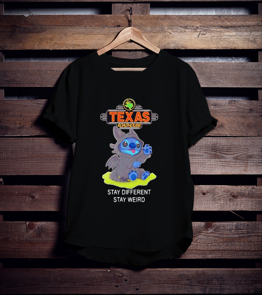 Texas Roadhouse Stitch Toothless Stay Different Stay Weird T-Shirt
