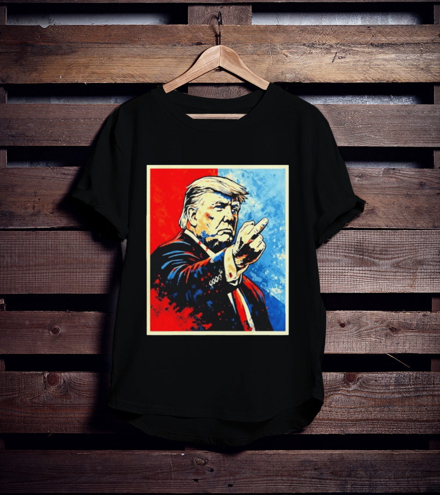 Trump 2026 Meme Middle Finger Red Blue Pop T-Shirt