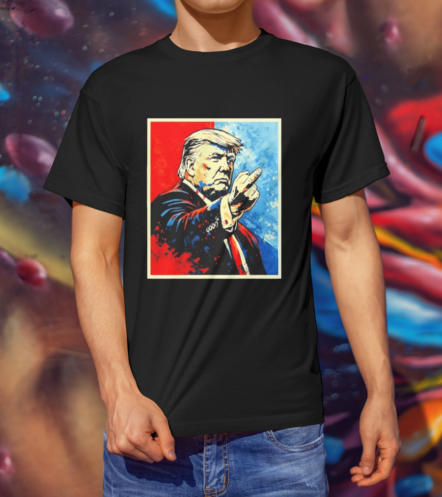 Trump 2026 Meme Middle Finger Red Blue Pop T-Shirt