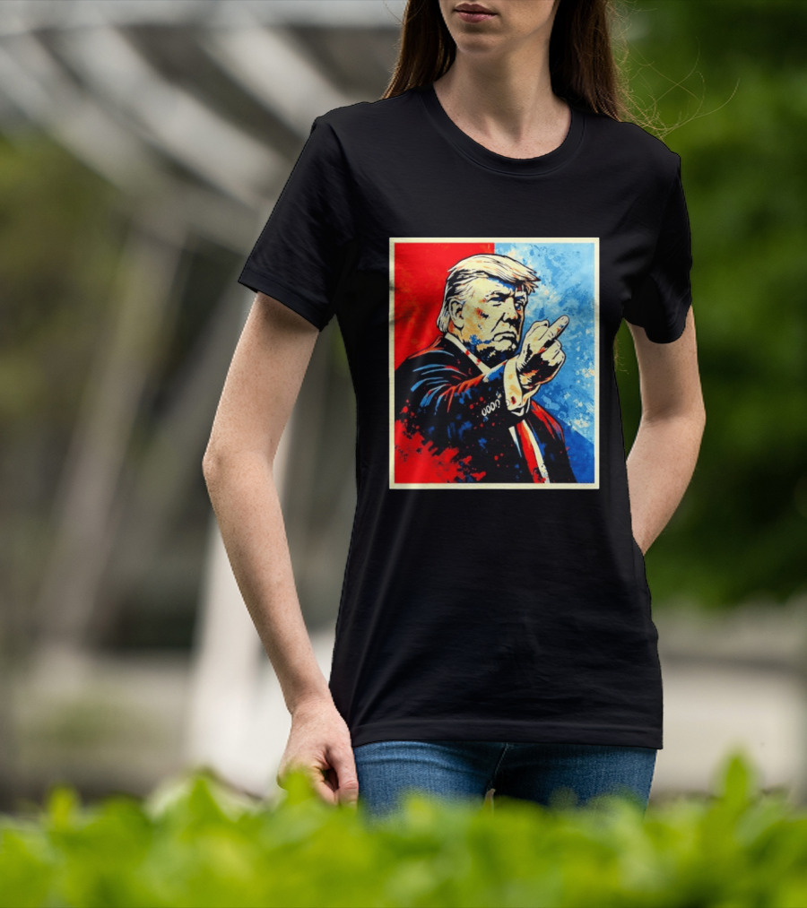 Trump 2026 Meme Middle Finger Red Blue Pop T-Shirt