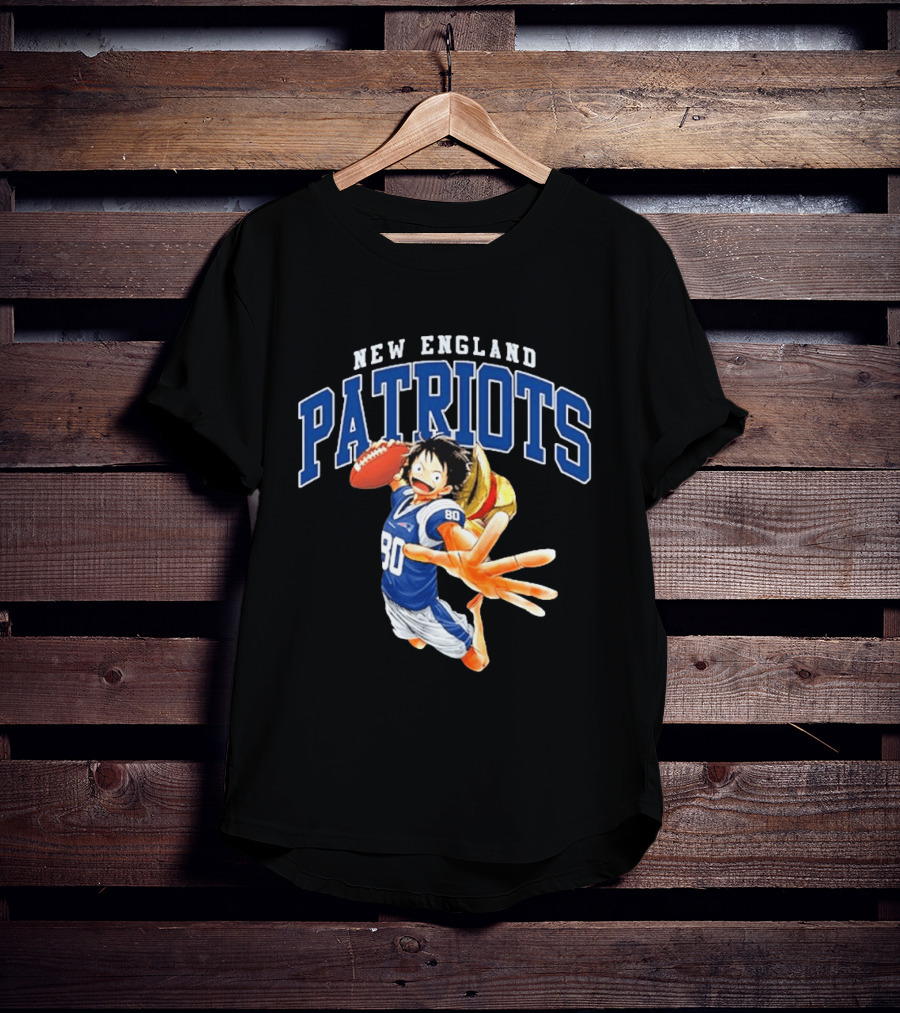New England Patriots One Piece Luffy Collaboration Football 80 Jersey T-Shirt