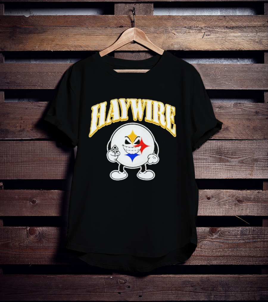 Pittsburgh Steelers Haywire Fun Character With Gun And Grin T-Shirt