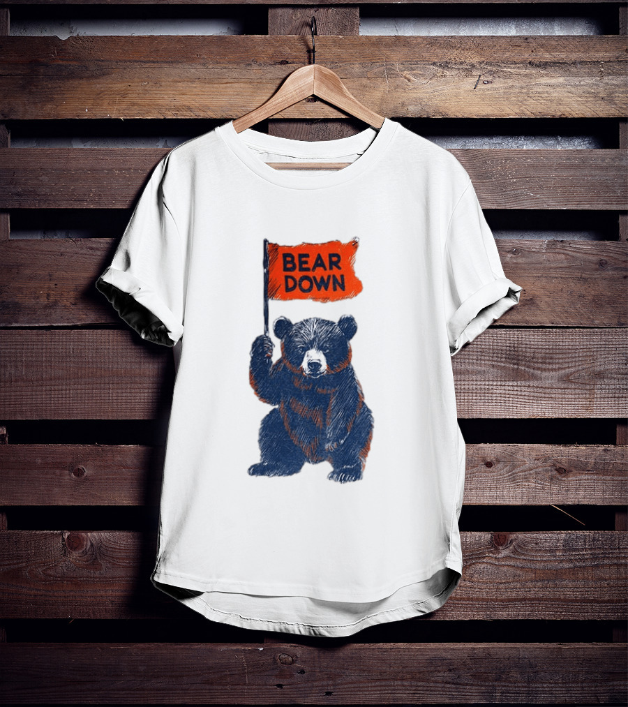 Bear Holding Bear Down Flag Chicago Bears Football 2026 T-Shirt