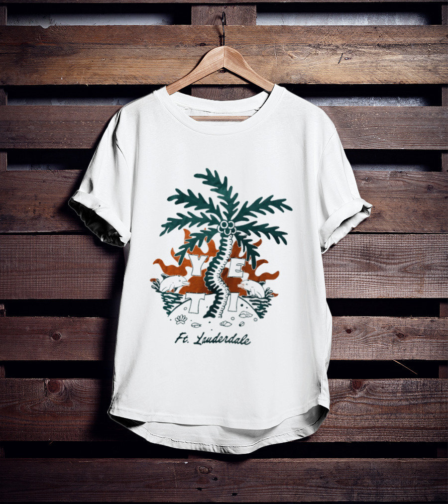 Ft Lauderdale Yeti Palm Tree Tropical Scene T-Shirt