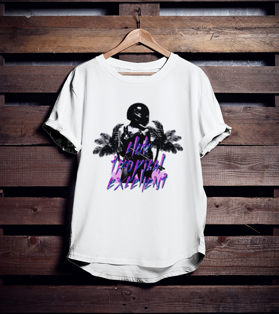 Club Tropical Excellent Palms And Helmet Fusion Retro Aesthetic T-Shirt