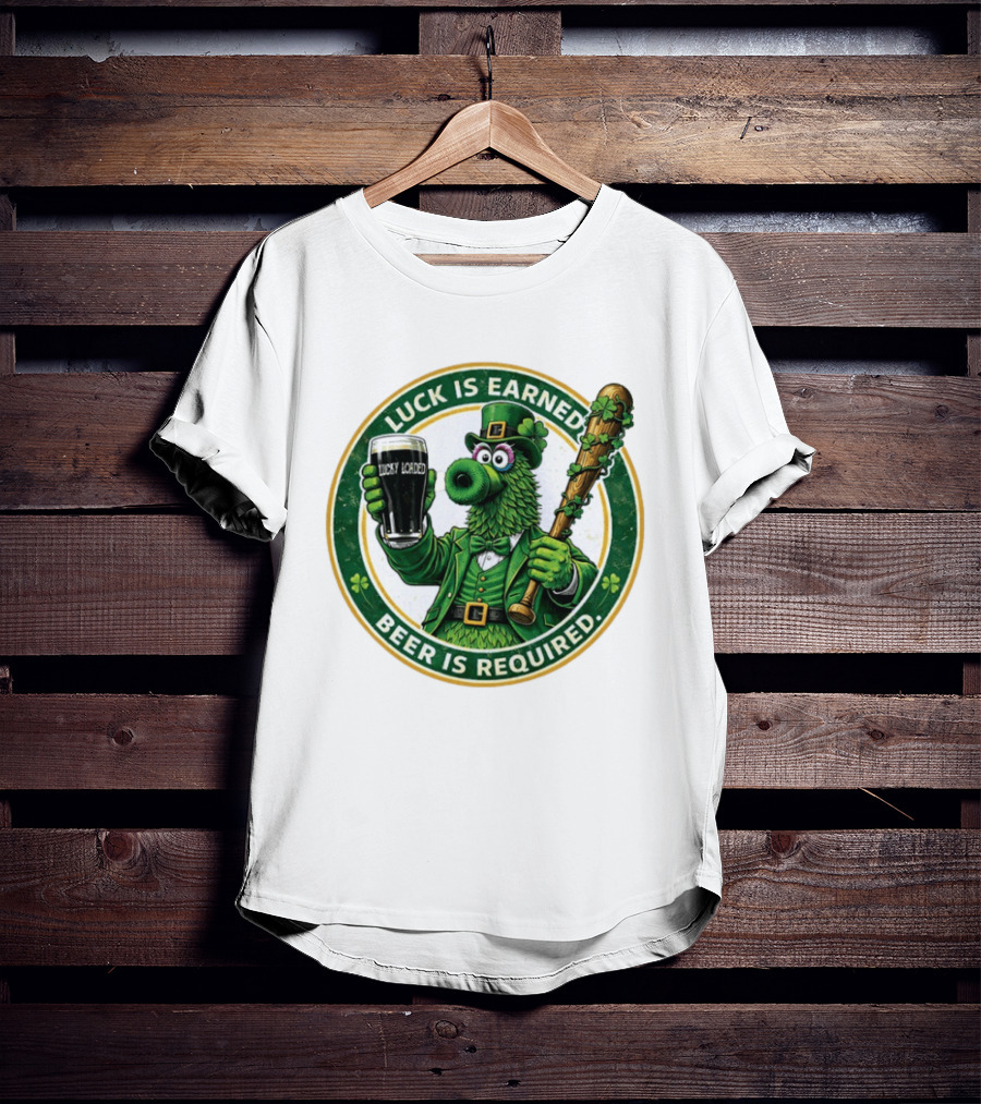 Phanatic Phillies St. Patrick's Day Luck Is Earned Beer Required Wawa Ice Blue T-Shirt