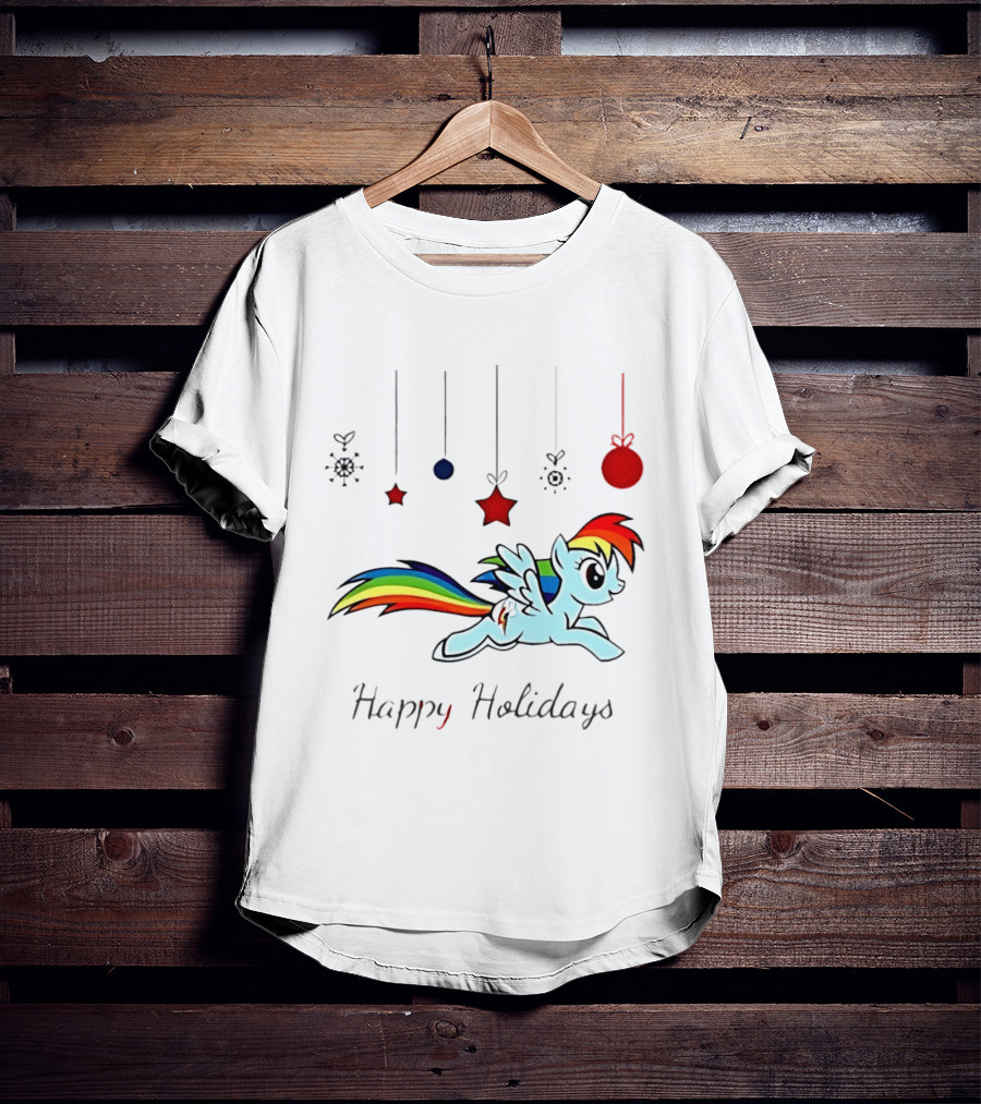 My Little Pony Rainbow Dash Happy Holidays Festive Ornament T-Shirt