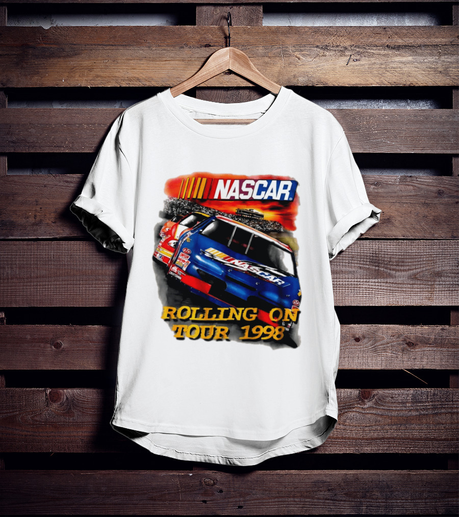 NASCAR Rolling On Tour 1998 Vintage Racing Scene T-Shirt