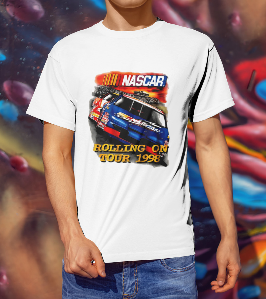 NASCAR Rolling On Tour 1998 Vintage Racing Scene T-Shirt