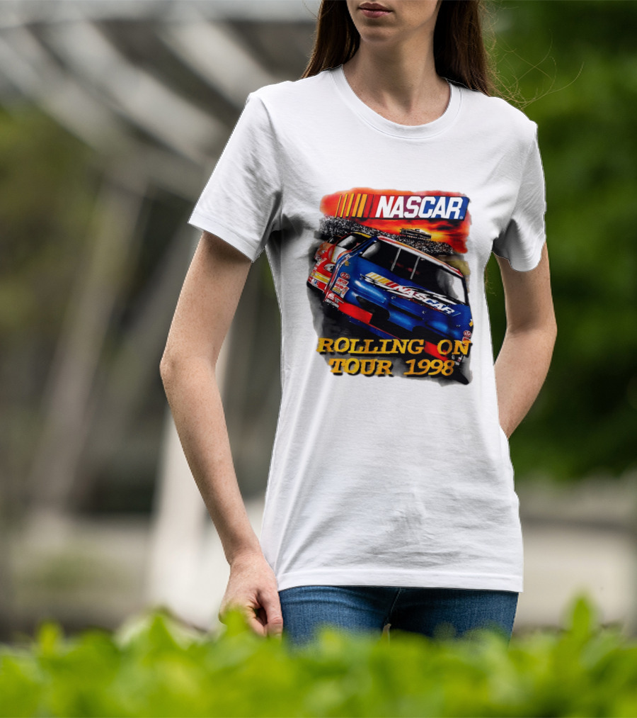 NASCAR Rolling On Tour 1998 Vintage Racing Scene T-Shirt