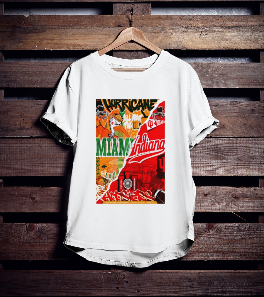 Miami Hurricanes Vs Indiana Hoosiers CFP National Championship January 19 2026 Wynwood Walls T-Shirt