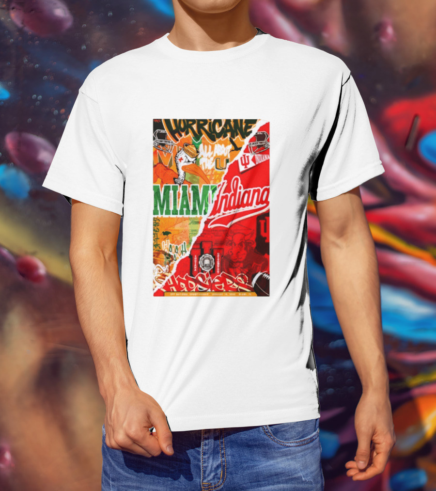 Miami Hurricanes Vs Indiana Hoosiers CFP National Championship January 19 2026 Wynwood Walls T-Shirt
