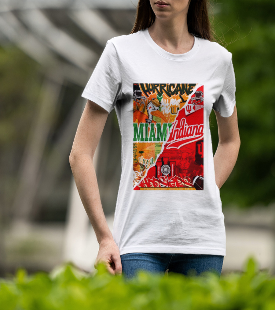 Miami Hurricanes Vs Indiana Hoosiers CFP National Championship January 19 2026 Wynwood Walls T-Shirt