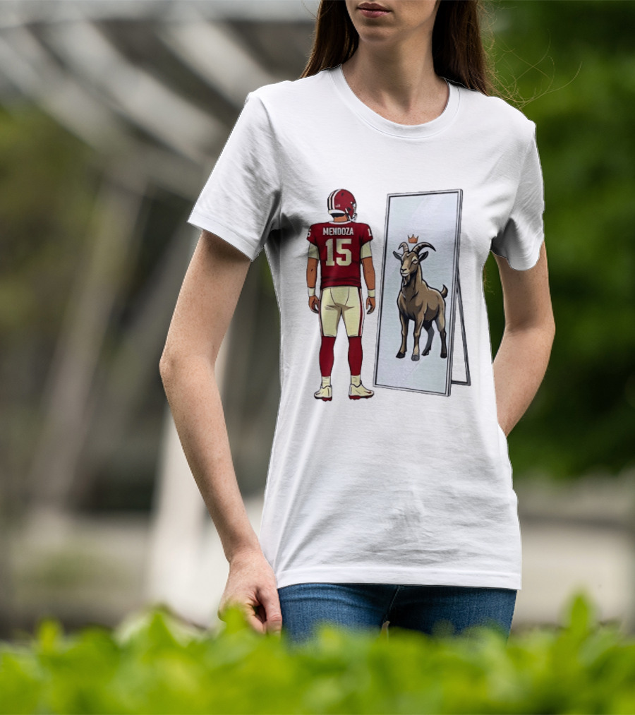 Fernando Mendoza Mirror 15 GOAT Indiana Hoosiers Football T-Shirt