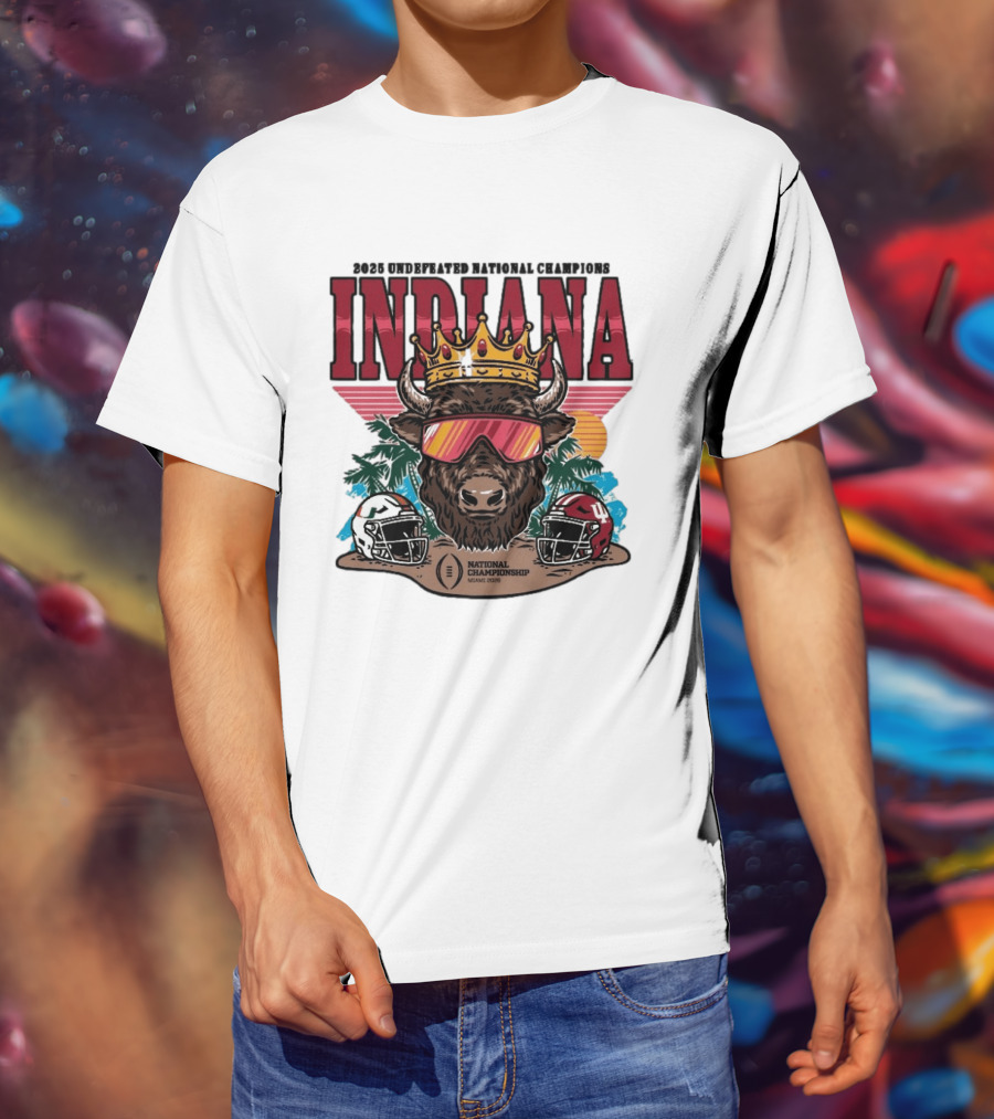 Indiana Hoosiers 2025 Undefeated National Champions Bison Crown National Championship Miami 2025 T-Shirt