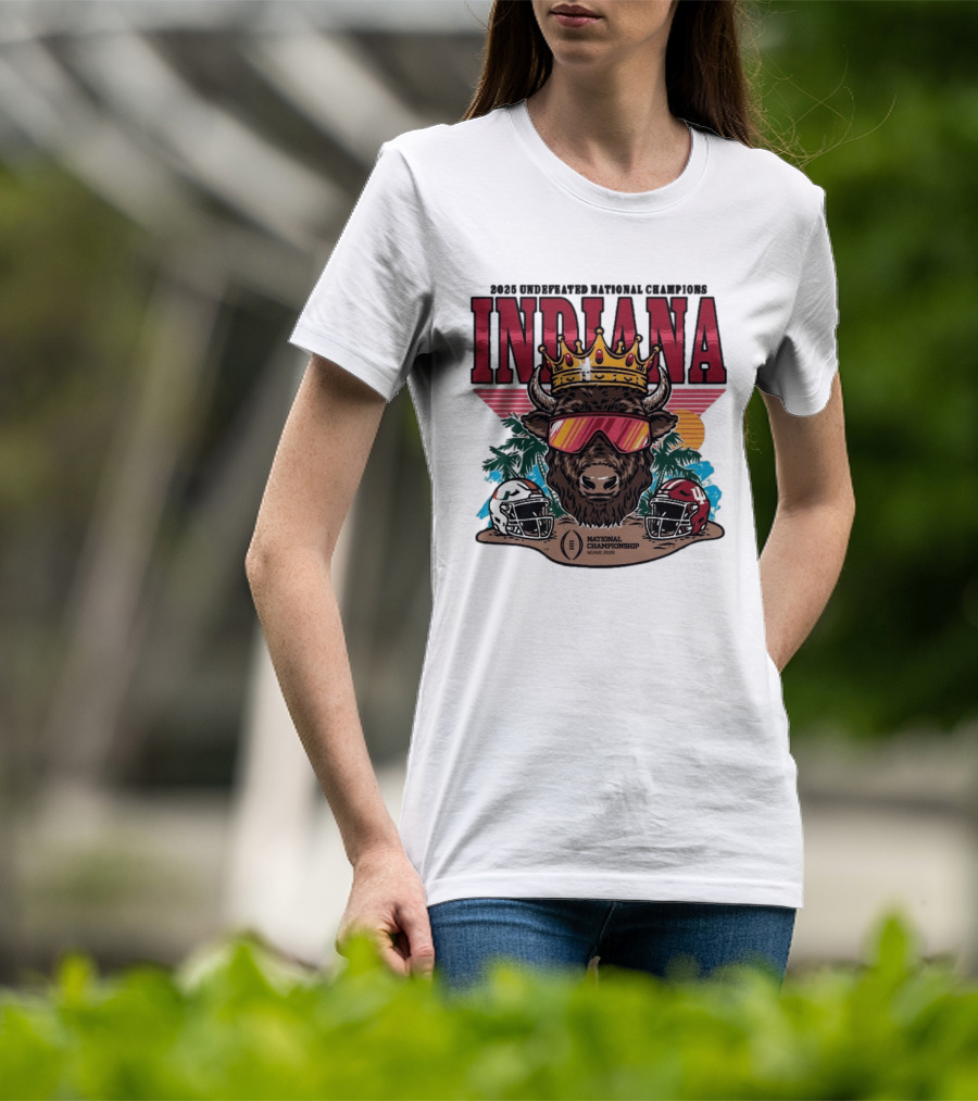 Indiana Hoosiers 2025 Undefeated National Champions Bison Crown National Championship Miami 2025 T-Shirt