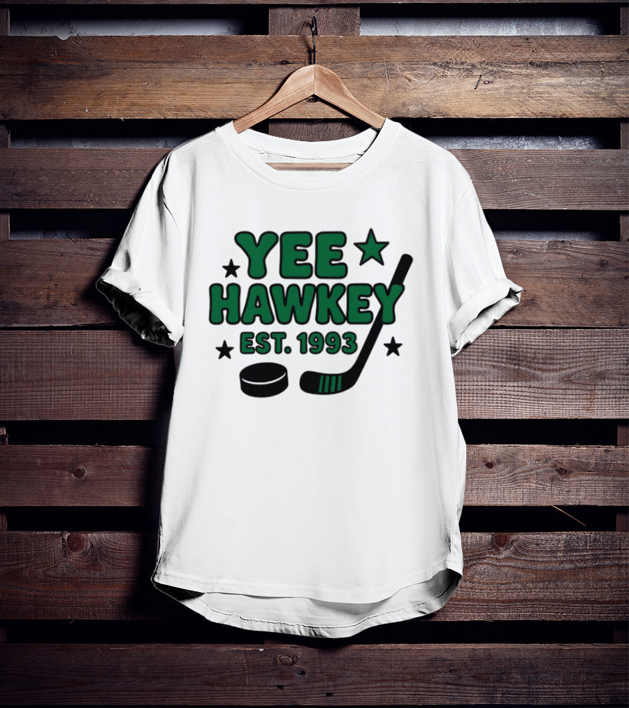 Yee Hawkey Hockey Stick Puck Stars Est 1993 T-Shirt