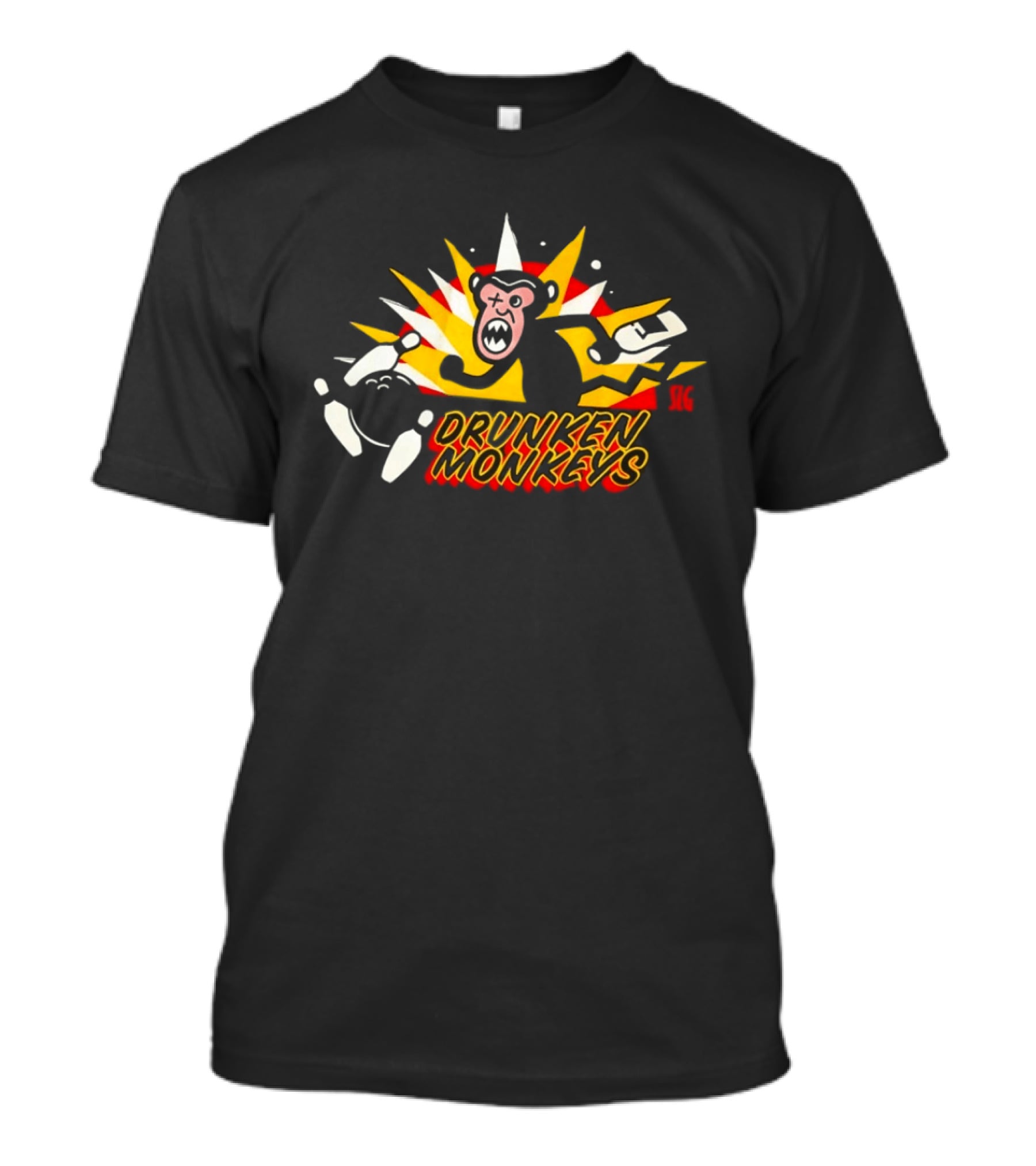 Drunken Monkeys Colorful Fun Party Scene With Monkey And Bottles T-Shirt